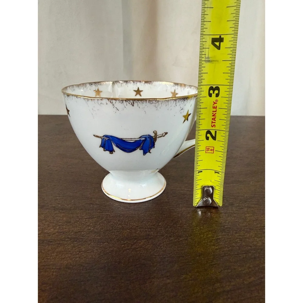 Vintage Piccadilly Bone China Masonic Eastern Star Footed Pedestal Teacup 2 3/4